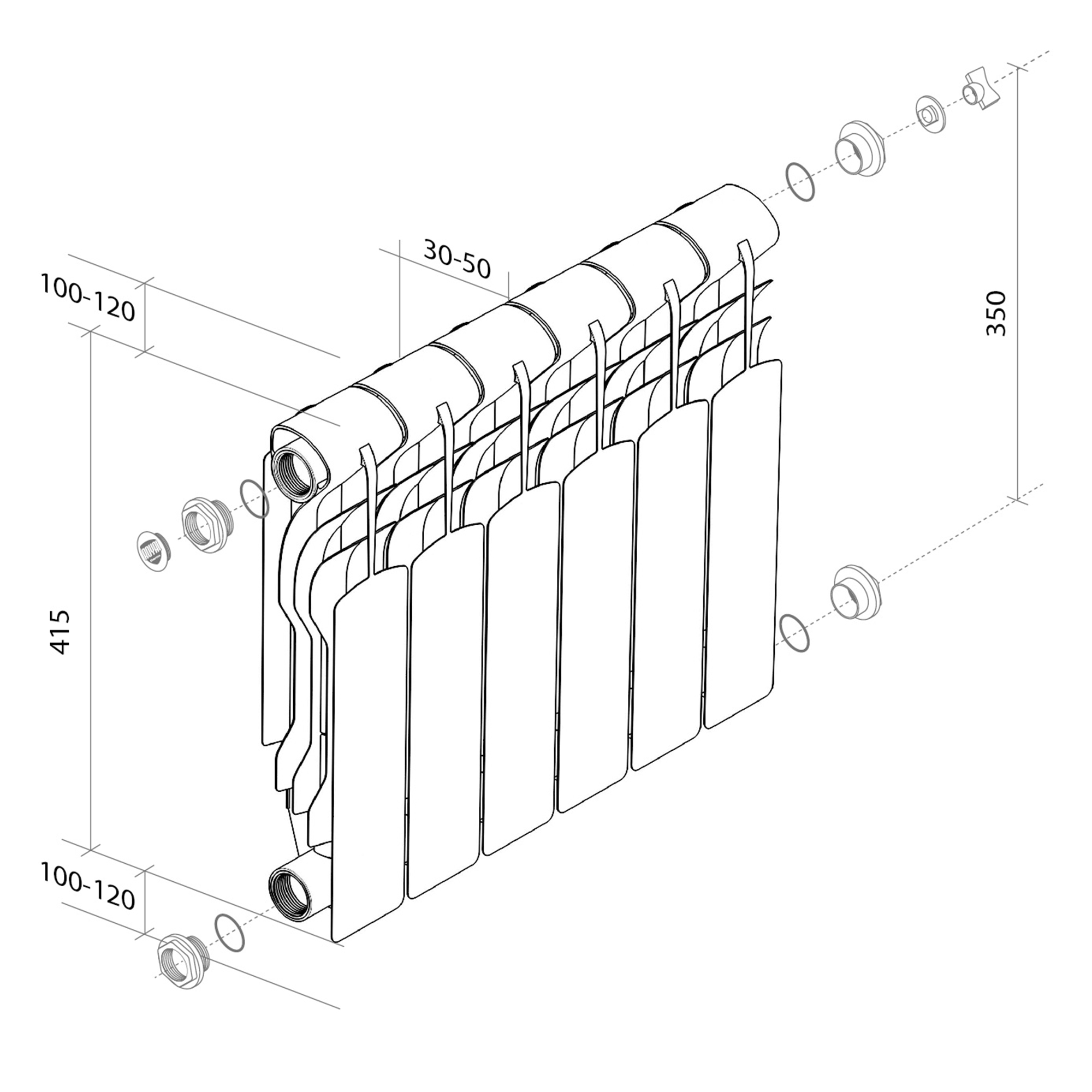 Характеристики Радиатор биметалл Royal Thermo Revolution Bimetall 350 – 4  секц.: инструкция, техническое описание | интернет-магазин Русклимат