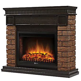 Портал Firelight Bricks Wood 25 камень коричневый, шпон темный дуб