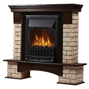 Портал Firelight Forte Wood Classic камень коричневый, шпон темный дуб