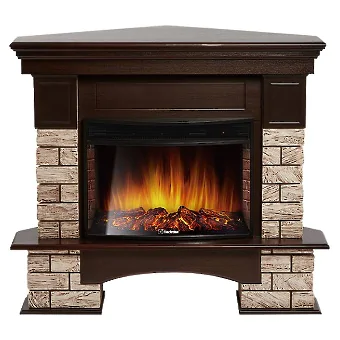 Портал Firelight Forte Wood 25U (угловой) камень коричневый, шпон темный дуб