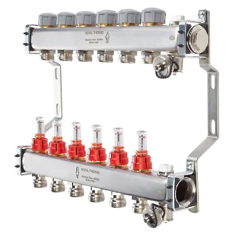 Коллектор нерж. в сборе с расходомерами 1" ВР-3/4" НР, 9 выходов