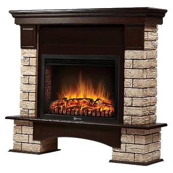 Портал Firelight Forte Wood 25 камень коричневый, шпон темный дуб