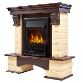 Портал Firelight Forte Classic U (угловой) камень бежевый, шпон темный дуб