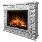 Портал Firelight Quadro 25 камень песчаник античный белый, белая эмаль